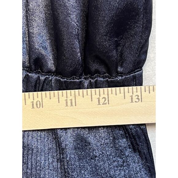 Hidden Forest Market Dress Pleated Slip Satin Gathered Flared Size‎ M Blue Midi - Picture 6 of 9